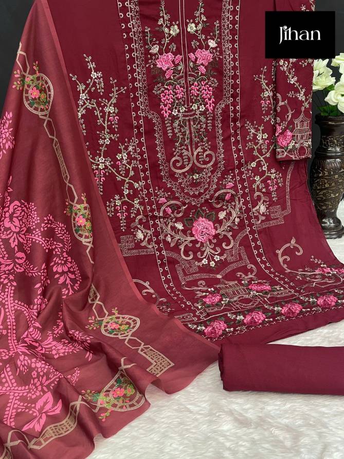 3451 Jihan Kashmiri Self Embroidery Rayon Cotton Pakistani Suits Wholesale Market In Surat